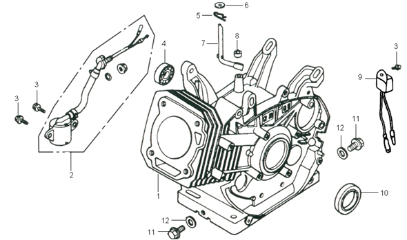 Взрыв-схема Elitech БЭС 5000PC - Картер двигателя