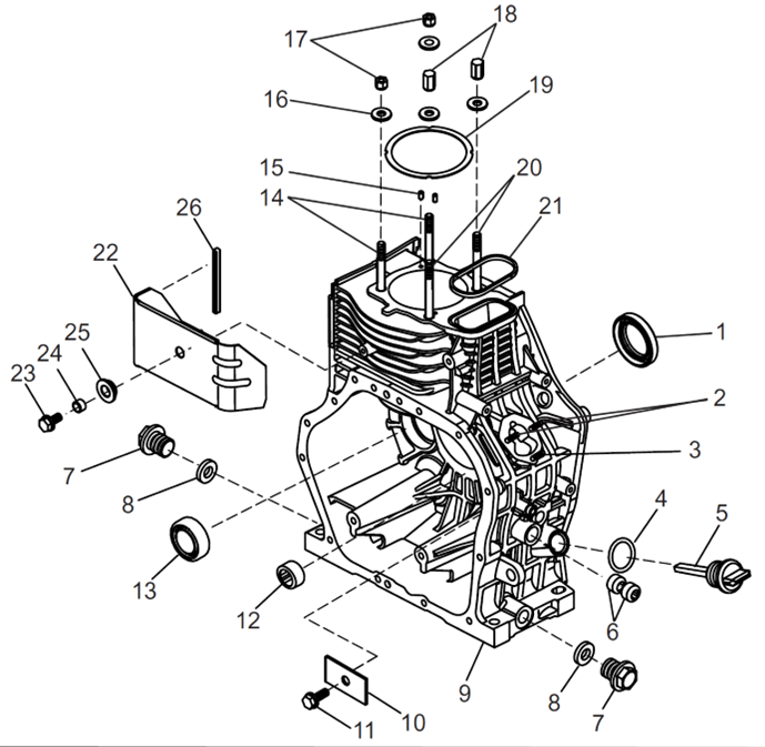 Взрыв-схема двигателя ELITECH 188FVE - Блок цилиндра 2