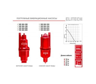  Насос вибрационный ELITECH НВ 300-10В, фото 2 