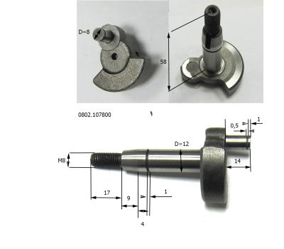  Коленвал консольный D8х12, М8-мелкая, 8440-981101-0000000. Т 700 Elitech 0802.107800 165152, фото 1 