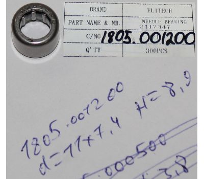  Подшипник игольчатый, HK0709B. 2417347. УШМ ВА 0911.0912 Elitech 1805.001200 173128, фото 1 