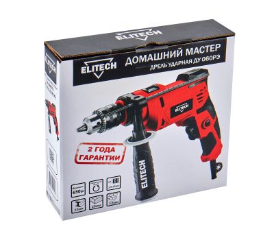  Дрель сетевая ударная ELITECH ДМ ДУ 060РЭ (E2201.019.00) 202417, фото 8 