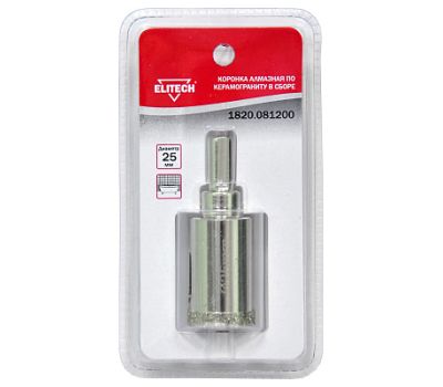  Коронка алмазная по керамограниту ELITECH 1820.081200 189215, фото 1 