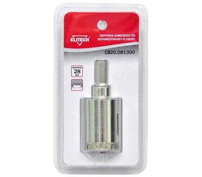  Коронка алмазная по керамограниту ELITECH 1820.081300 189216, фото 1 