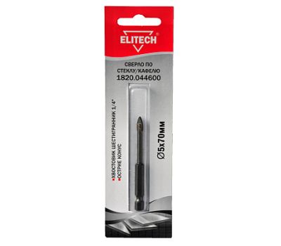  Сверло для стекла/кафеля ELITECH 1820.044600 187558, фото 1 