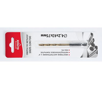  Сверло по металлу ELITECH 1820.106700 O4.2x43х75мм 193844, фото 1 