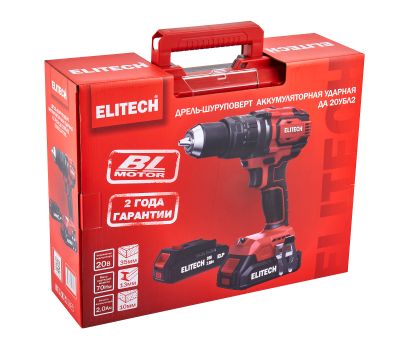  Аккумуляторная ударная дрель-шуруповерт бесщеточная ELITECH ДА 20УБЛ2 (E2201.047.01) 205679, фото 10 