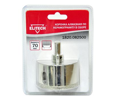  Коронка алмазная по керамограниту ELITECH 1820.082500 189228, фото 1 